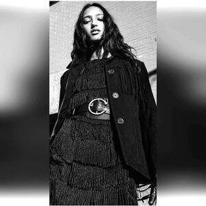 Zara Black Fringe Dress with Belt